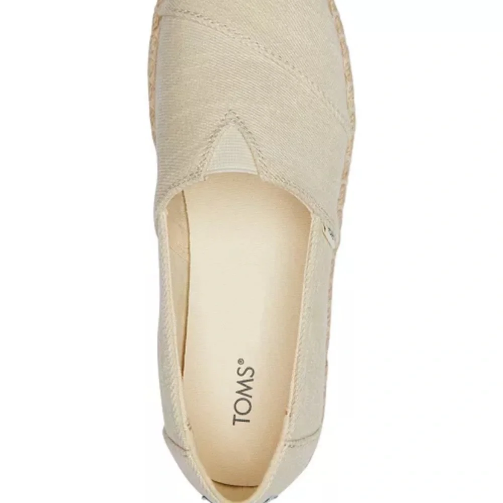 TOMS Alpargata Platform Espadrille Slip On Shoes Beige Womens Size 9.5W NEW